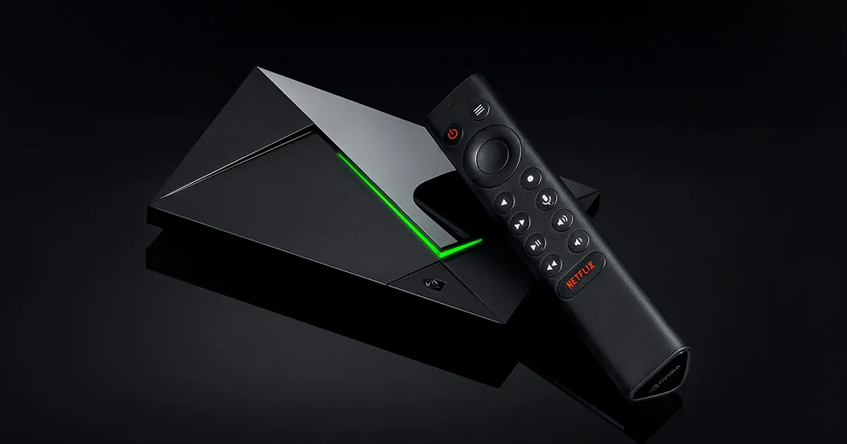 Nvidia Shield Pro streaming device with backlit remote, the enthusiast IPTV box pick for power users with AI upscaling and Plex server support